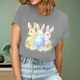 thumbnail image 1 of Ounisa T-Shirts à Manches Courtes pour Femmes Col Rond Imprimé Lapin de Pâques Tissu Doux Coupe Ample Printemps Été 2026 Mode Décontractée Quotidienne Confortable Tendance Basique Hauts P-2TG, 1 of 5