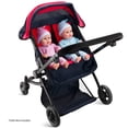 thumbnail image 2 of HUSHLILY - Reversible Double Doll Luxury Stroller with Adjustable Canopy & Basket (Red & Denim Blue), 2 of 7
