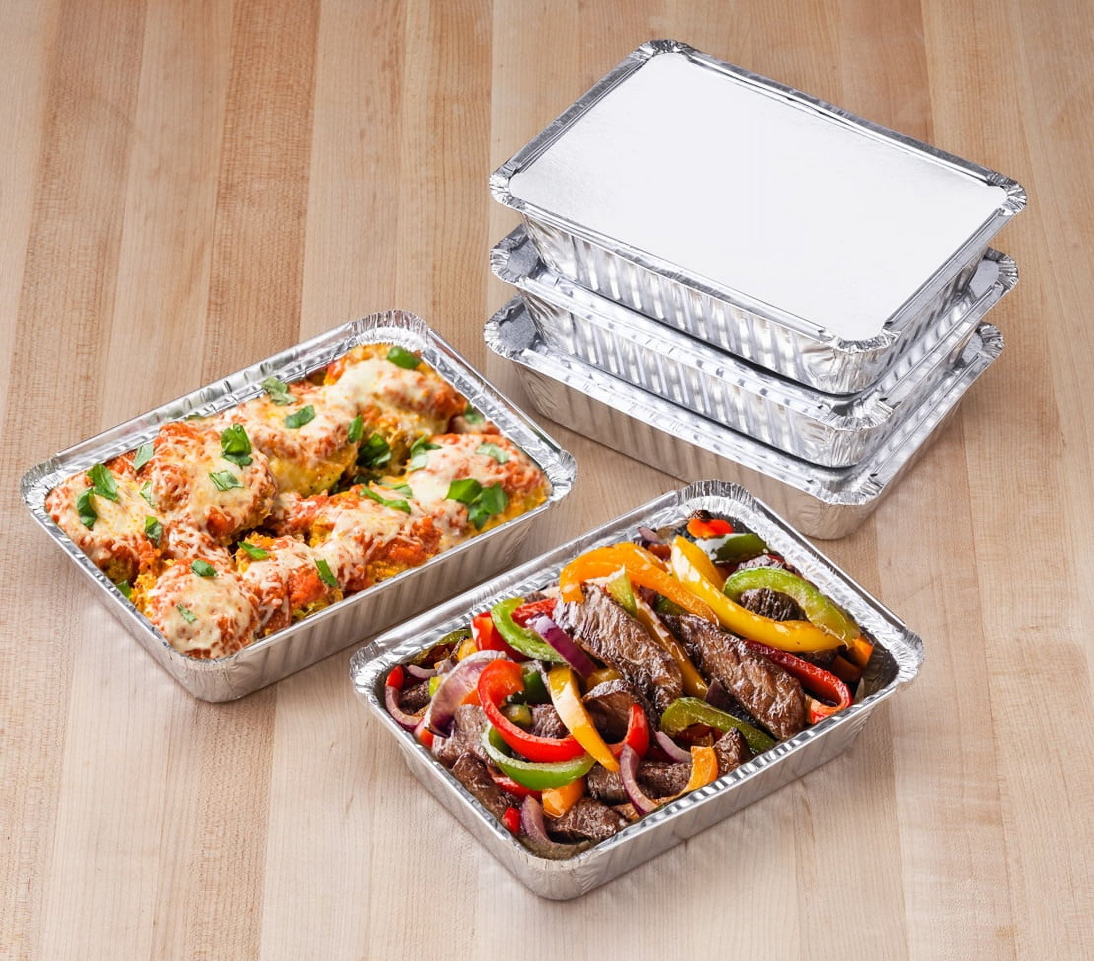(2 pack) Mainstays 8.69" x 6.18" Aluminum Meal Prep Pans with Folded Lids, 5 Count