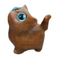 thumbnail image 6 of Wooden Carved Cats Figurine with Bright Eye Wood Kitten Miniature Sculpture Collectible Ornament for Home Office Decors, 6 of 8