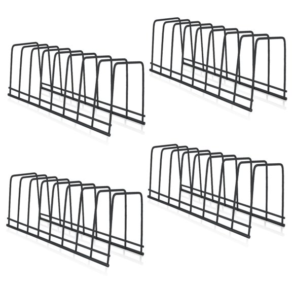 TIE-DailyNec 4 Pcs Cabinet Pot Lid Holder, Metal Storage Rack for Bakeware Plates Cutting Boards Trays, Pantry Kitchen Organizer, Black