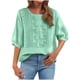 thumbnail image 3 of TaTaai Women's Short Sleeve T-Shirt / Vintage Embroidery Loose-Fit Round Neck Blouse / Cotton-Linen Breathable Casual Top Gift, 3 of 6