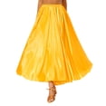 thumbnail image 2 of Doomiva Women Long Satin Retro Maxi Shiny Full Circle Skirt for Flamenco Belly Dancing Dance Yellow 85cm, 2 of 7