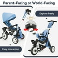 thumbnail image 5 of JMMD Baby Tricycle, 7-in-1 Folding Kids Trike with Adjustable Parent Handle, Safety Harness & Wheel Brakes, Removable Canopy, Storage, Stroller Bike Gift for Toddlers 18 Months - 5 Years, Blue, 5 of 10