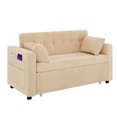 thumbnail image 3 of Uforic 3 in 1 Convertible Pull Out Sofa Bed, 55" Modern, Detachable Arm Pockets, Velvet Loveseat Sleeper, 3 of 9