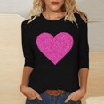 thumbnail image 2 of Lmnyox Women's 3/4 Sleeve T Shirt for Women Valentine's Day Heart Graphic Shirts Crew Neck Casual Tees Tops, 2 of 4