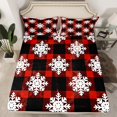 thumbnail image 2 of Manfei Merry Christmas Twin Sheet Sets,Cartoon Snowflake Twin Fitted Sheet,Red Black Checkered Flat Sheet For Teens,Microfiber Bedroom Decor,3 Pieces, 2 of 7