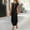 Black, variant on QENGING Womens Plus Size Dresses O-Neck Mid-Waist Skirt Solid Color Short Sleeve Flare Long Skirt Deals