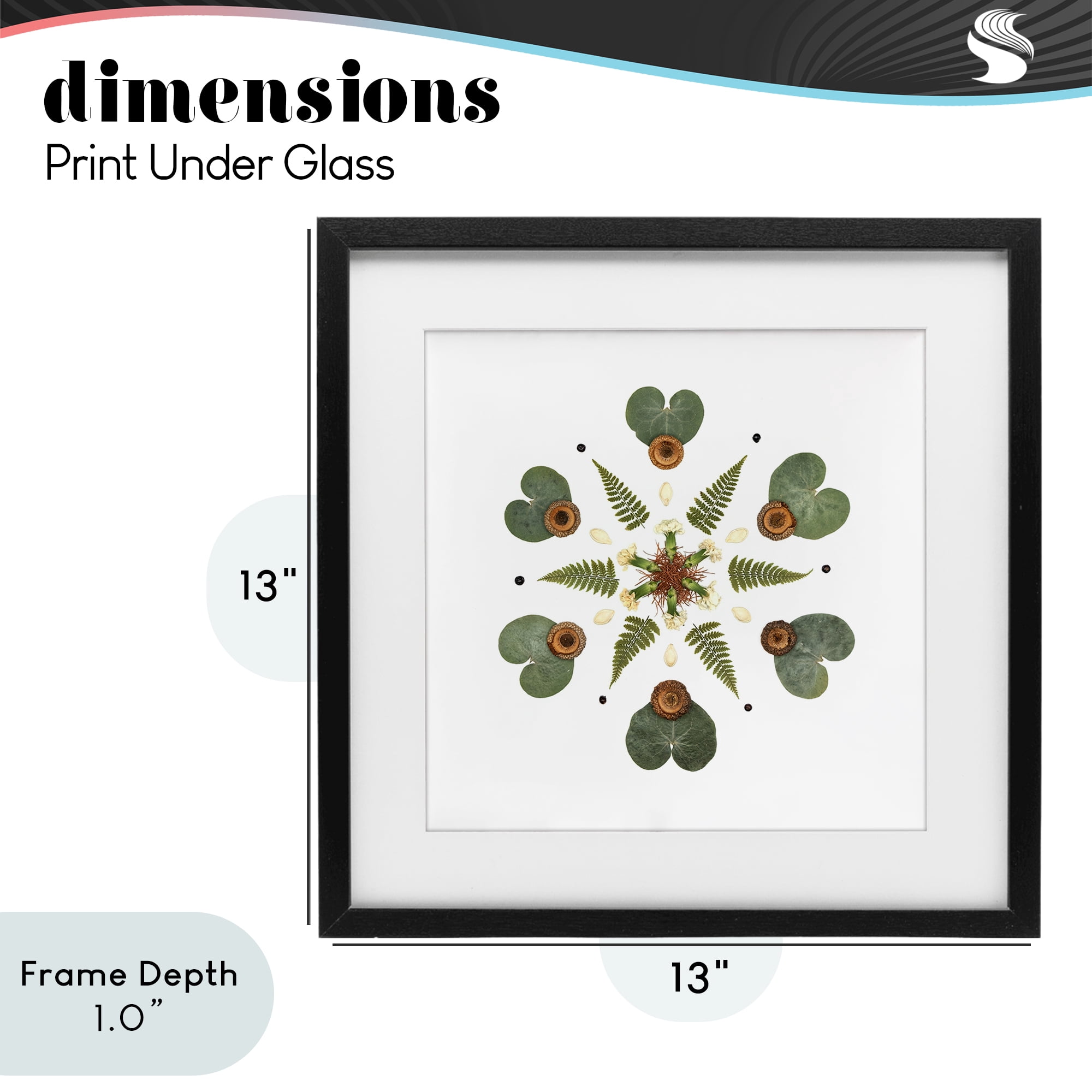 Stupell Industries Lily Pad & Fern Mandala Black Framed Print Under Glass, design by Beth Adoette