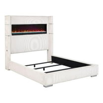 Tisdall Upholstered Queen Flame Visualizer Bed Cream