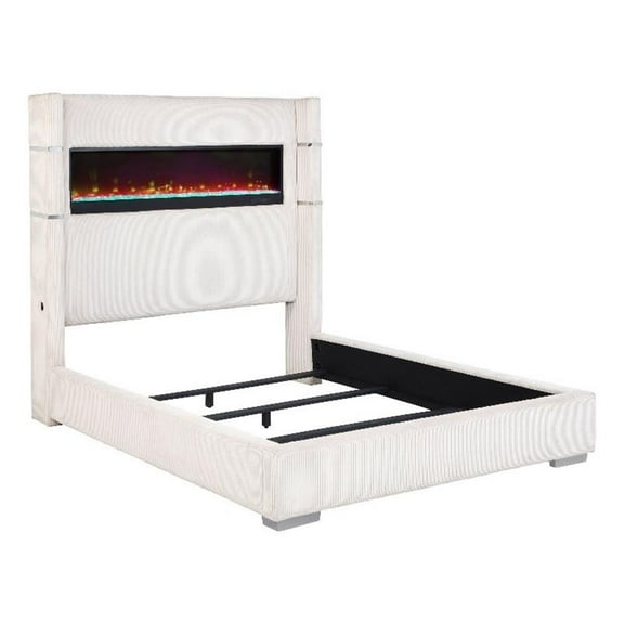 Tisdall Upholstered Cal King Flame Visualizer Bed Cream