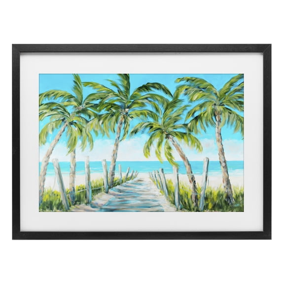 Stupell Industries Coastal The Path To Paradise Black Framed Print Under Glass, 20 x 14, by Julie DeRice