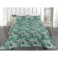 thumbnail image 2 of Ambesonne Tropical Quilted Bedspread Set 3 Pcs, Monstera Silhouette Plot, Queen, Pale Petrol Blue Grey, 2 of 4