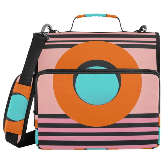 FORMRS Zipper Binder with Shoulder Strap 2-inch Ring 500 Sheet Capacity File Bag, Orange Circle