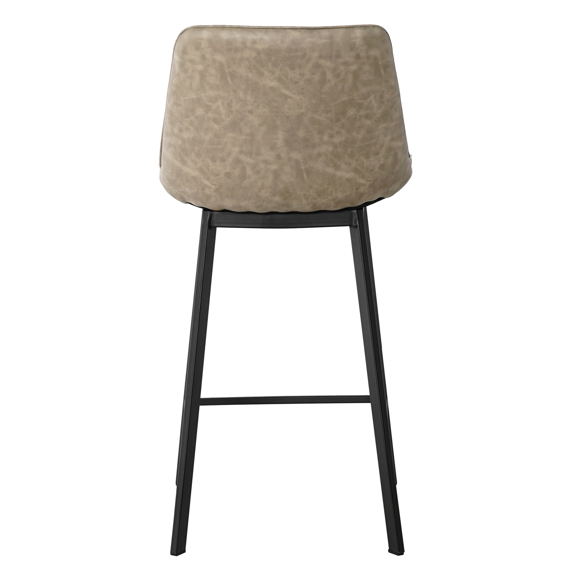Topcobe 2 Pcs Modern PU Leather Leisure Barstool, 26" Counter Height Bar Chair with Low Back, Light Brown