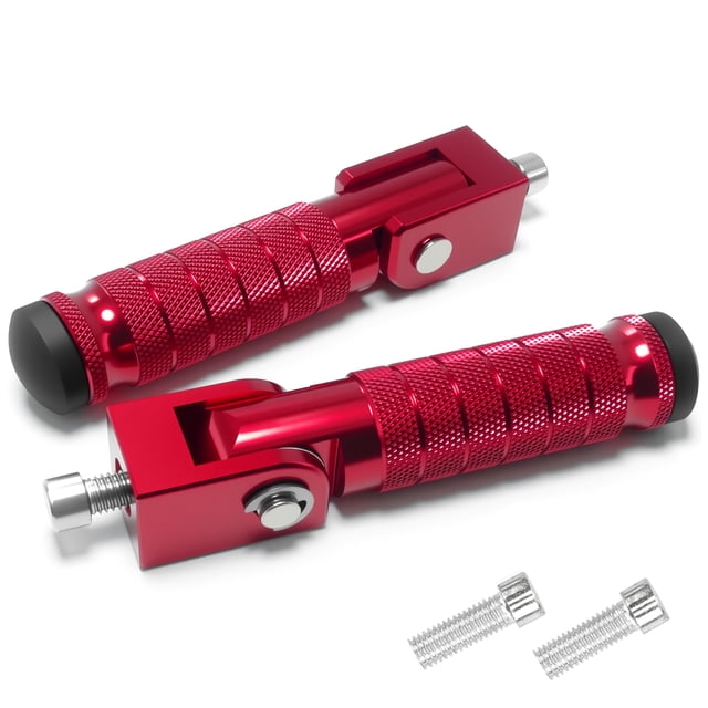 Reposapiés plegables de aluminio VUOZIP M8 para motocicleta, rojos