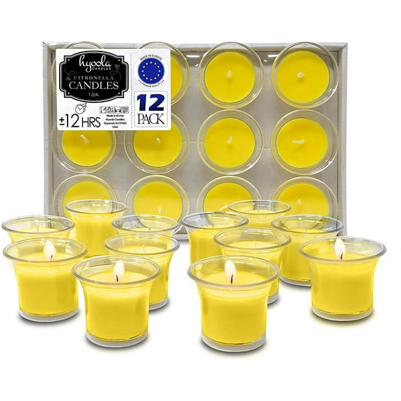 Hyoola, 12 Hour European Scented Votive Candles - Citronella Scent (12 Pack)