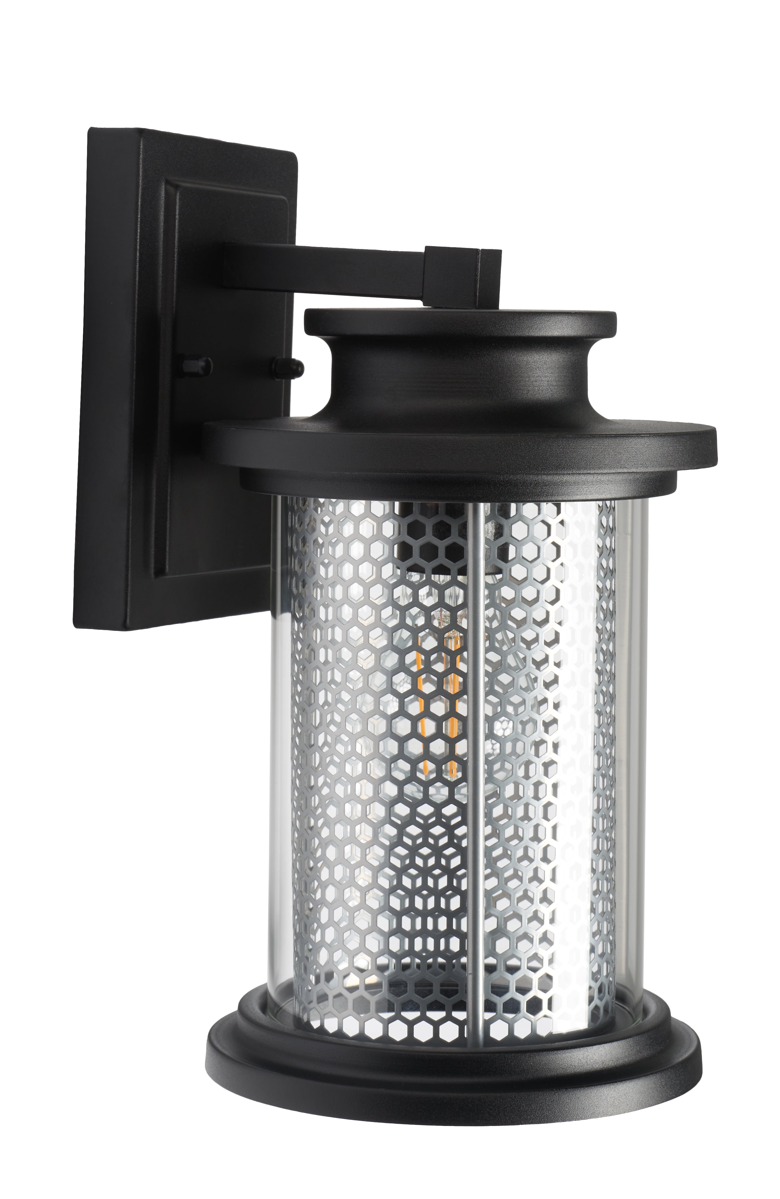 SAFAVIEH Queren 2-Light A19 Black Steel Wall Sconce with Clear Shade, Set of 2