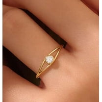 vylahjewellery Round Cut 1CT Moissanite Diamond Ring Bezel 14K Yellow Gold Solitaire Ring for Special One