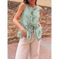 thumbnail image 4 of ZAXARRA Women Peplum Tank Tops Tie Front Sleeveless Striped Ruffle Hem Babydoll Vest Shirts Summer Cute Going Out Tops, 4 of 8