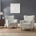 thumbnail image 3 of Tina's Home Upholstered Armchair Wingback Accent Chair Lounge Seat Single Sofa with Stripe Pattern for Home Bedroom Grey, 3 of 8