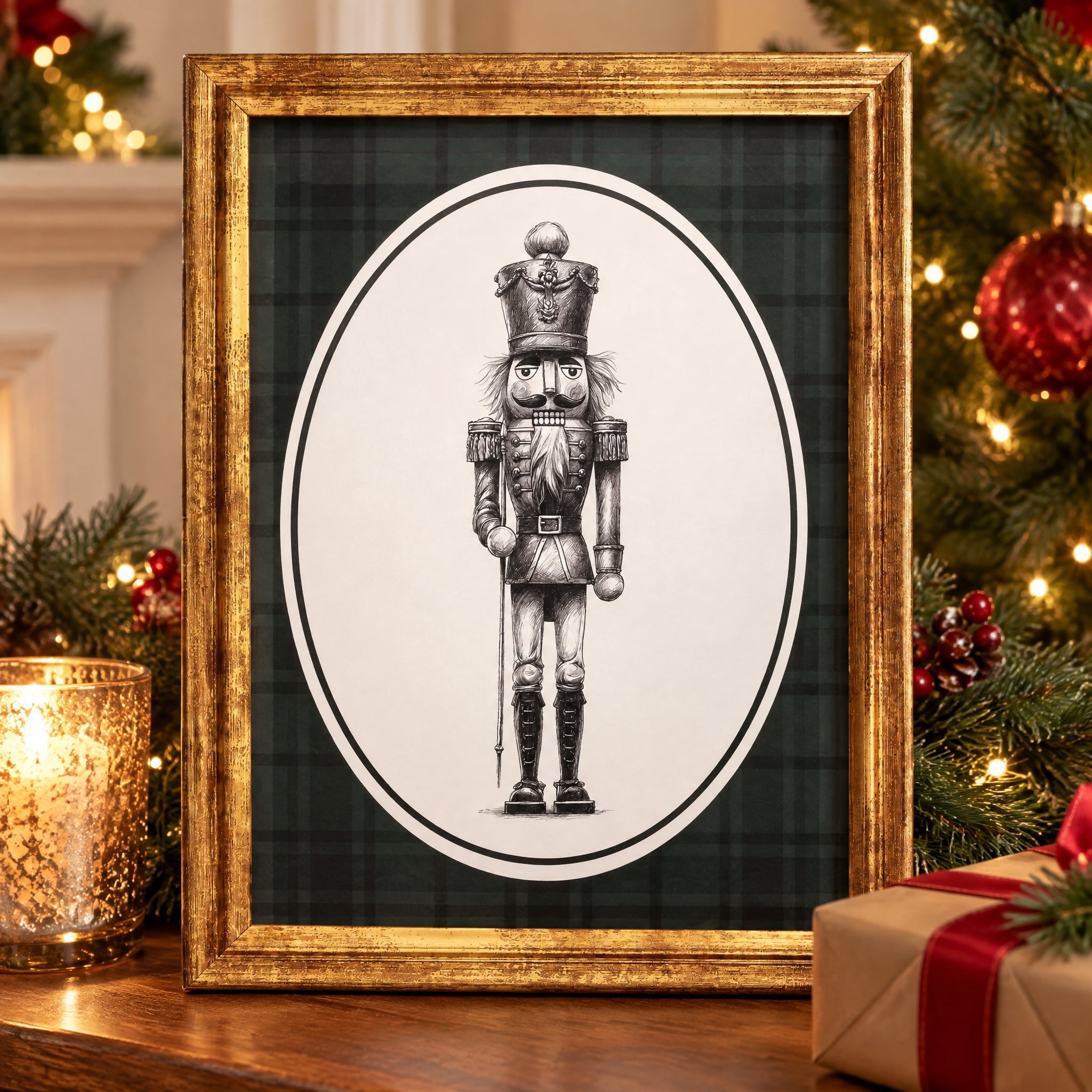 My Texas House Nutcracker Print Framed Christmas Wall Art, Multicolor, 8" x 10"