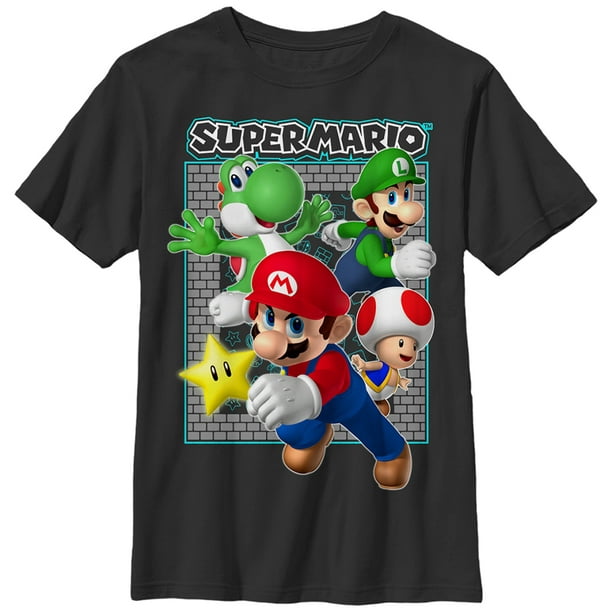 Boy's Nintendo Super Mario Brick Graphic Tee Black Medium - Walmart.com