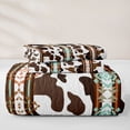 thumbnail image 5 of jejeloiu Cow Print Aztec Stripe Quilt Full Kids,Western Animal Pattern Full Bedspread Sets,3-Piece, 5 of 7