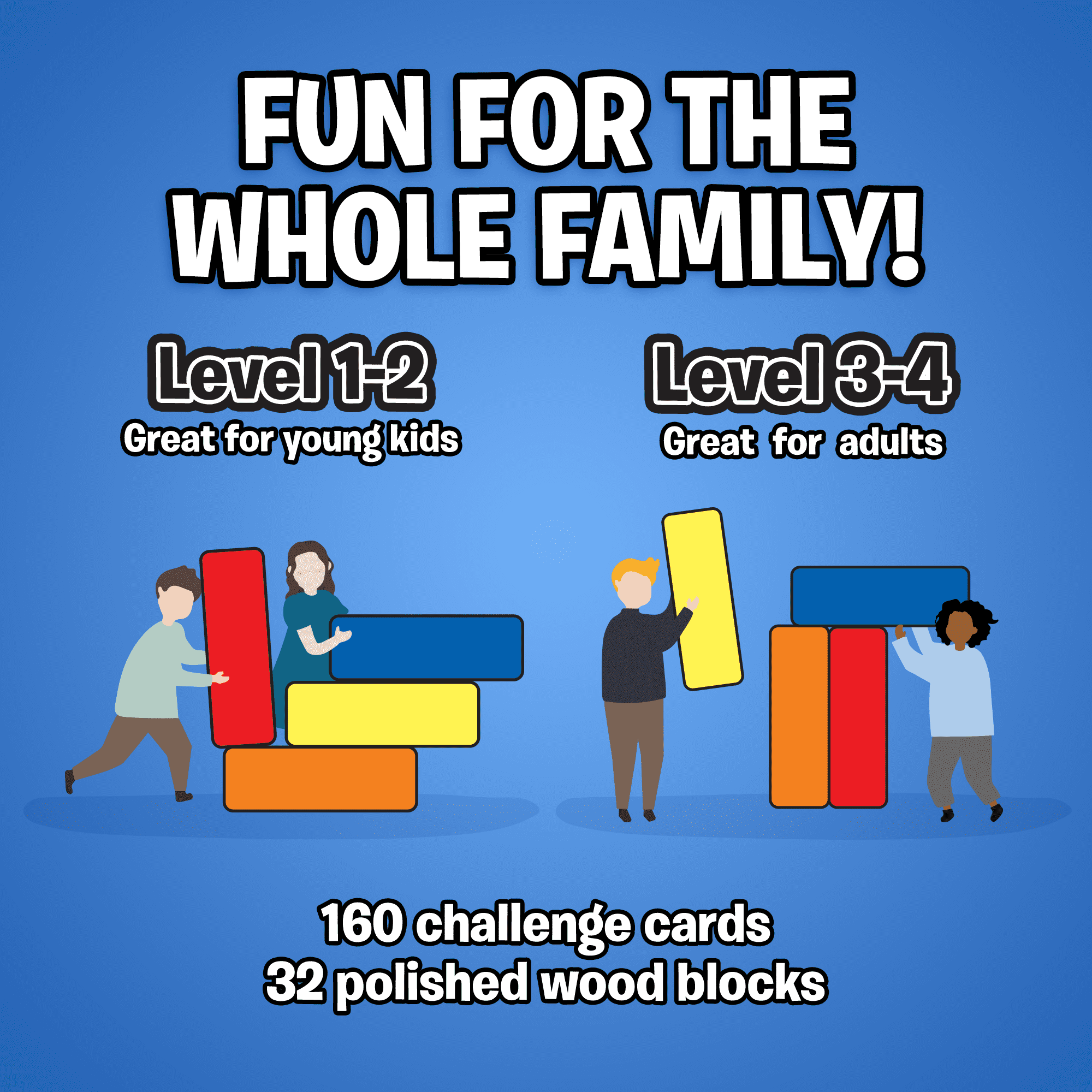 Stack Royale Board Game, Action Packed Fast & Fun Family Board Game, Suitable for Children & Adults, Color Block Puzzles Games, Family Card Games for Adults & Kids for Age 4+