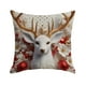 thumbnail image 2 of Funda de cojín navideña de lino | Funda de cojín para sofá de 45 x 45 cm | Estampado 3D de Papá Noel, reno, muñeco de nieve y árbol | Decoración en rojo, blanco y dorado, 2 of 5