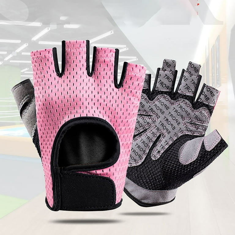 Breathable Weight Lifting Gloves Pink for Men & Women Fingerless Workout Gym  Gloves with Wrist Support