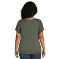 thumbnail image 4 of Terra & Sky Women's Plus Size Ruffle Sleeve Tee, 2-Pack, 4 of 5