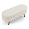 thumbnail image 4 of Oval Storage Ottoman Bench with Rubber Wood Legs,Beige, 4 of 10