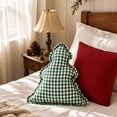 thumbnail image 2 of Christmas Tree Shaped Throw Pillow with Vintage Gingham Check Pattern and Ruffled Edge for Holiday Couch Bed and Winter Home Decor 14.56 by 13.77 inch Green, 2 of 7