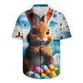 thumbnail image 6 of Yertdoel Mens Button Down Shirt Short Sleeve Lapel Neck Bunny Print Short Sleeve Shirt Loose Comfortable Easter's Day T-Shirts, 6 of 6