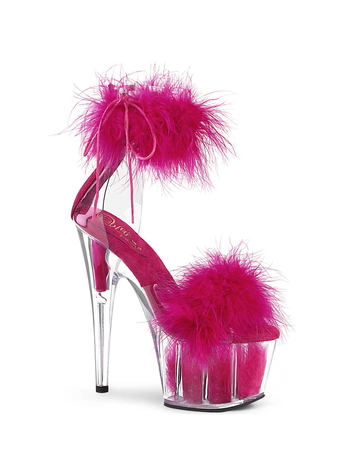 ADORE-724F, 7 Heel 2 3/4 Platform Marabou Fur Ankle Cuff Sandal Back Zip  - Walmart.com