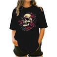 thumbnail image 3 of Inverlee Plus Size Short Sleeve Tunics for Women Fashion Gothic Skull Print Round Neck Tee Tops Summer Casual Loose Fit Shirts, 3 of 7