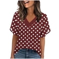 thumbnail image 2 of zbxnLI Womens Fashion Cute Shirt Top V Neck Summer Puff Short Sleeve Outfits Comfort Casual Loose Tops for Women, 2 of 7