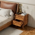 thumbnail image 4 of Glavbiku Mid Century Nightstand Set of 2,2 Beveled Drawers Bedside Table for Bedroom,Brown,Adult, 4 of 12