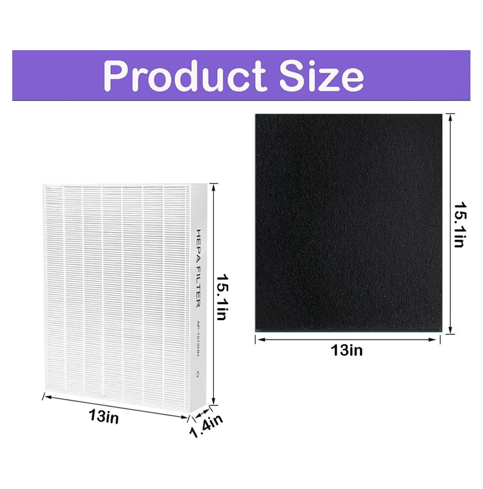 2 Pack H13 True HEPA Filters Compatible Replacement for AP1512HH -1512HH-FP -1518R -1519P and Airmega 200M (2 x True HEPA + 8 x Carbon Pre Filters) #3304899