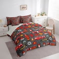 thumbnail image 2 of Castle Fairy Cartoon Fire Truck Print Bedding Comforter Set 7 Pieces for Teens, Firefighter Seamless Full Bedding Set for Kids Bedroom, Red Gray,Grey Reversible, 2 of 7