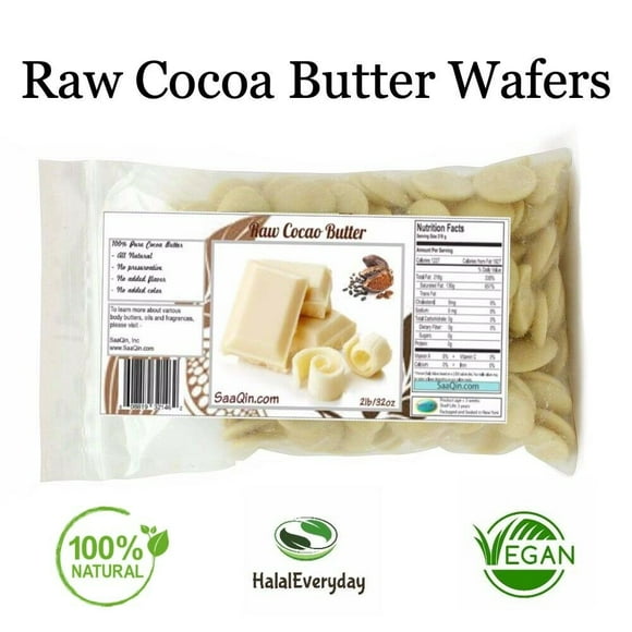 RAW COCOA BUTTER WAFERS - 100% Pure & Natural Organic Edible Vegan Disk NON GMO (2oz)