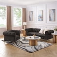 thumbnail image 4 of Renesmee Club Chair Brown Leather PU Button Tufted Rolled Arms, 4 of 12