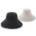 thumbnail image 1 of Sombrero de ala ancha para mujer, sombrero para el sol de algodón, plegable, reversible, con borde con cable, protección UV, verano, playa, viaje, jardín, 1 of 5