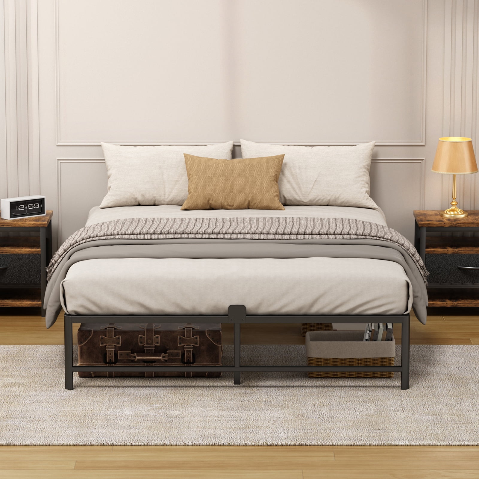 Z-HOM 14“ Queen Bed Frame, Heavy Duty Metal Platform Bed Frame with Under Bed Storage Space, Black