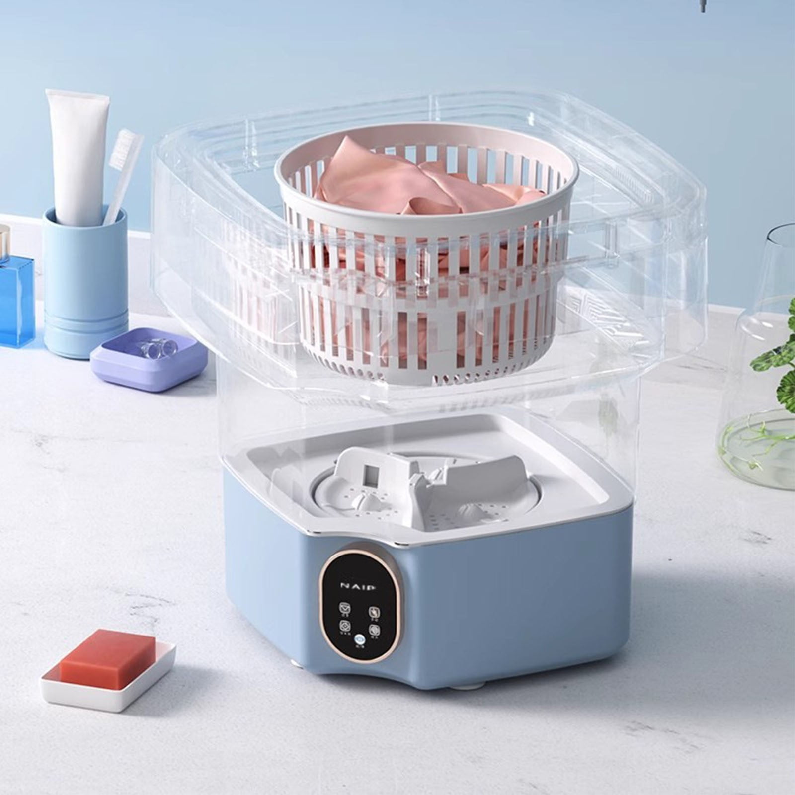 Begzeat Portable Washing Machine, 17L Upgraded Foldable Mini Washer and Spin Dryer with Deep Cleaning of Underwear, Baby Clothes and Small Clothes for Apartments, Dormitories, Camping, RV, Travel, Lau