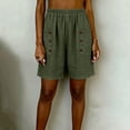 thumbnail image 2 of Bermuda Shorts for Women Plus Size Fashion Summer Casual Elastic Waist Shorts with Pockets Army Green L, 2 of 6