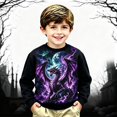 thumbnail image 2 of Toddler Boys Halloween Sweatshirt Dragon Print Shirt Crewneck Long Sleeve Tops Preppy Pullover Kids Clothes Size 2-3T, 2 of 4