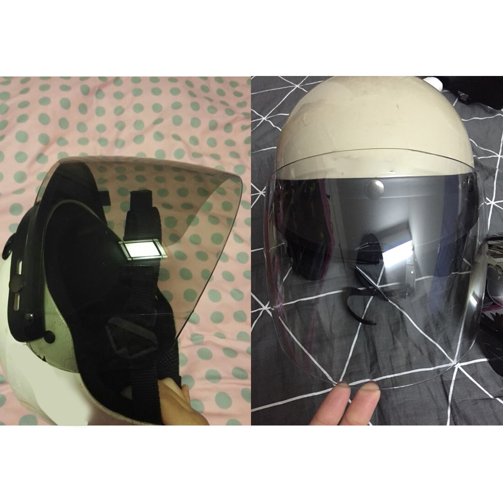 Visière Bulle Rétro 3 Boutons Transparent – Pare-Vent Universel Pour Casque Demi-Jet / Open Face Moto