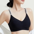 thumbnail image 5 of Women's Wireless Seamless Bra with Glitter Letter Straps and Smooth Cups Featuring Full Coverage Cuts Black 34, 5 of 5
